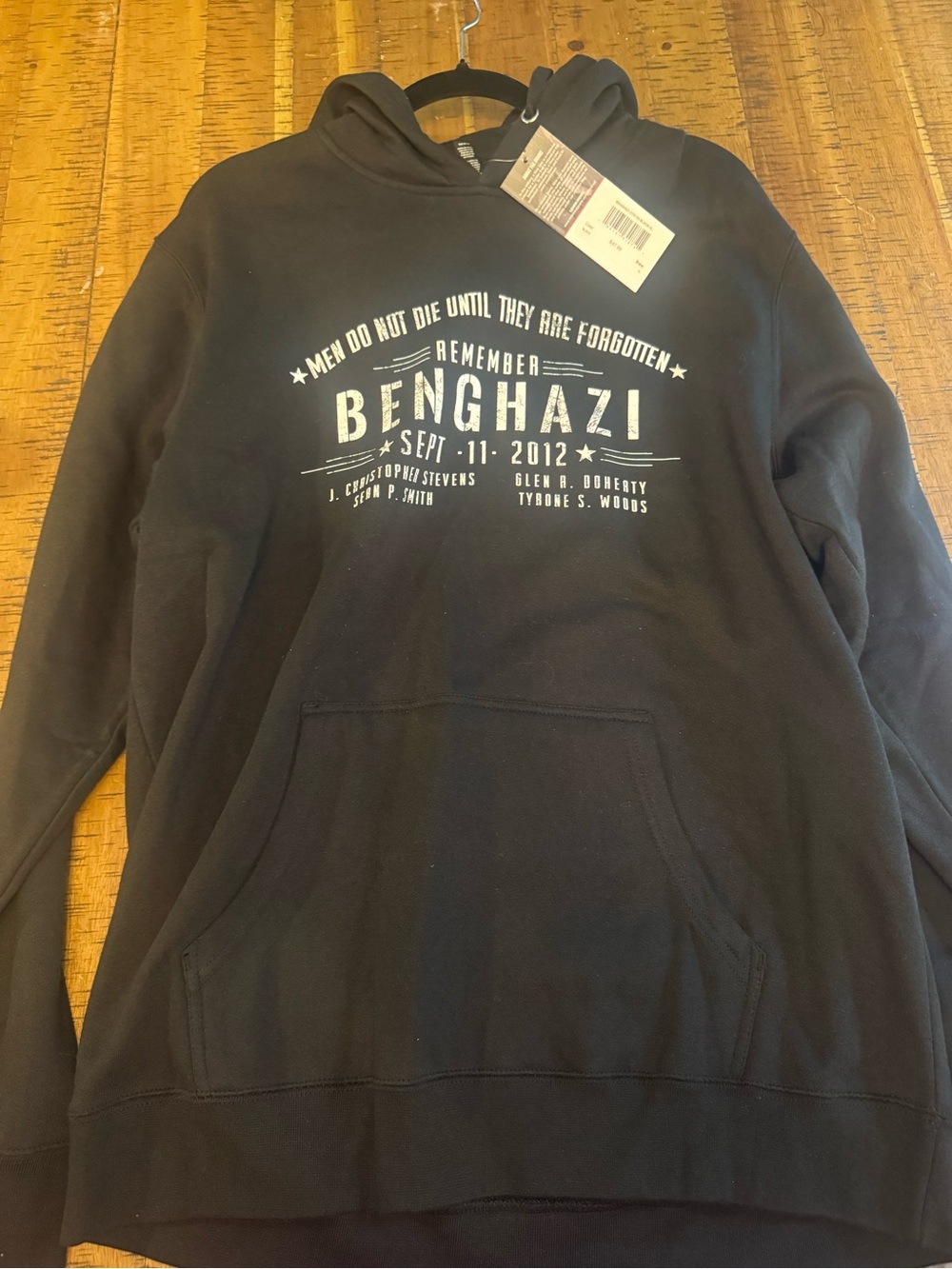 Nine Line XL Men's Black 'Remember Benghazi' Graphic Pullover Hoodie